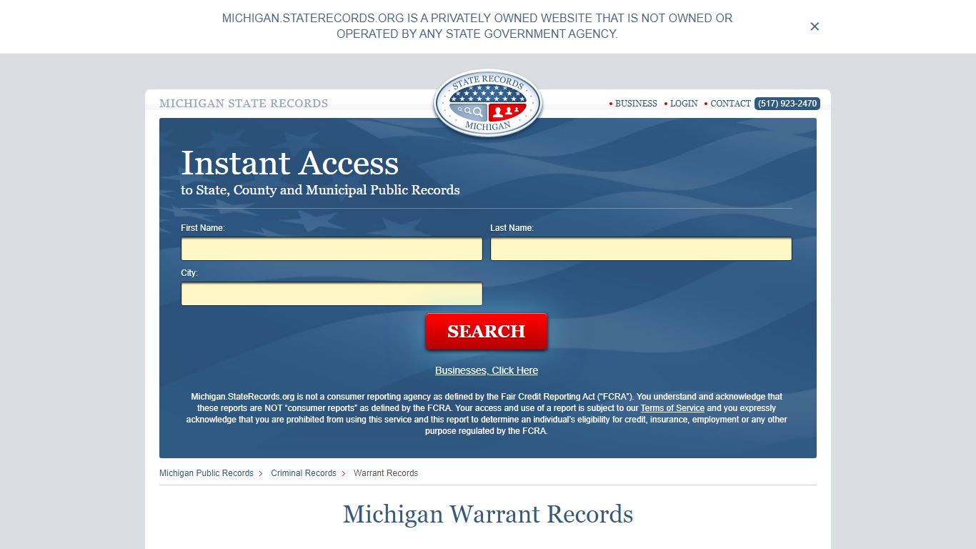 Michigan Warrant Search | StateRecords.org